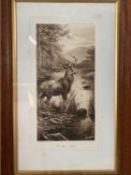 A pair of Highland prints: 'Monarch of the Glen' and 'On Alert', lithographs on paper (sepia)