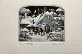 Graham Clarke (British, Contemporary) A pair of hand-coloured etchings; 'Winter Fuel and 'Silent