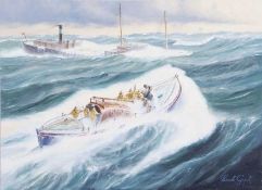 Kenneth Grant (British, 20th century),The RNLI lifeboat Forester Centenary sent to rescue the crew