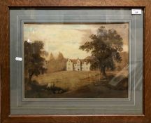 British School, 19th Century, unidentified Elizabethan manor house, watercolour, framed and glazed.