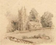 British School (Late 19th/ Early 20th Century), A study of Morton St Bishop Church, near Bath,