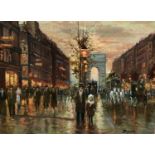 Jean Boyer (French, 20th Century), View of Arc de Triomphe from the Champs-Elysees, oil on canvas,