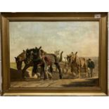 A. Malhofer (Late 19th/early 20th Century), Draught horses directed by farmworkers, oil on board,