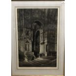 Axel Herman Haig (Swedish, 19th Century), Large gothic cathedral etching, signed. Framed and