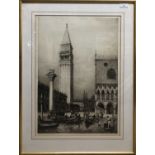 Axel Herman Haig (Swedish, 19th Century), View of the Piazza San Marco, Venice. Etching, signed by