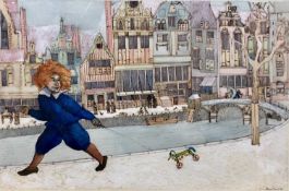 Fiona French (British, Contemporary), 'Running out into the streets of Amsterdam' together with a