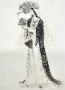 Jacynth Parsons (British, 20th Century), a study of a princess in profile, signed. Unframed. Qty: 1
