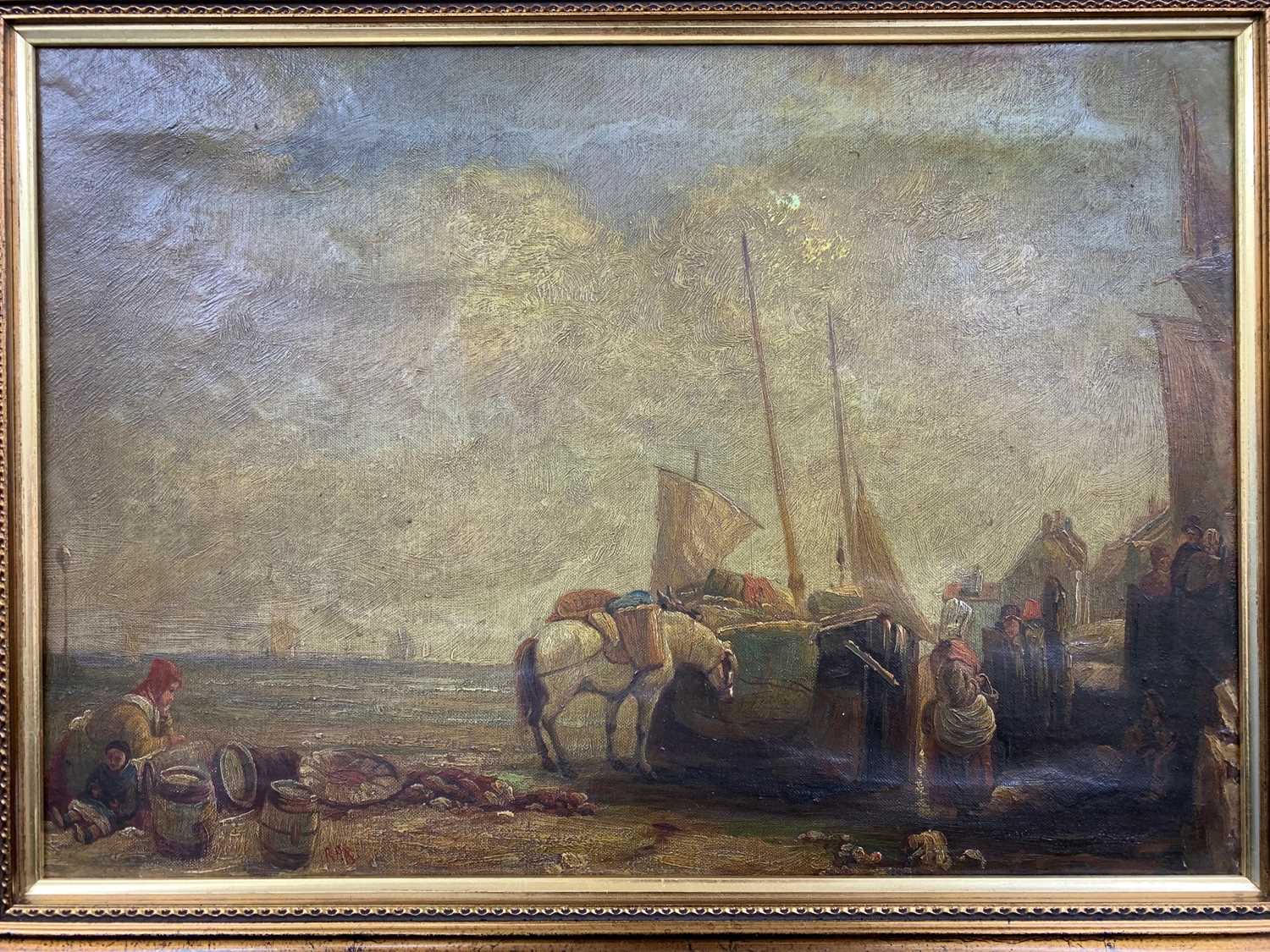 British School, 19th Century, A coastal scene with staffage, oil on canvas, unsigned.13 x 19 ins - Image 2 of 5