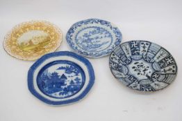 Group of porcelain plates, Chinese blue and white design, a further Kraak style dish (4)