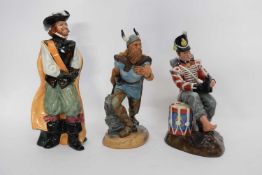 Group of Royal Doulton figures including drummer boy and the Viking and Cavalier (3)