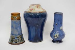 Group of 3 Art Deco Royal Doulton vases with tube lined designs