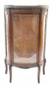 French late 19th or early 20th century bow front china display cabinet or small vitrine, the top