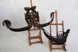 Tribal/ethnographica interest - two Indonesian Batak wall hanging medicine horns of curved form