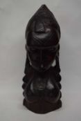 20th century West African hardwood bust of a female figure, 53cm high