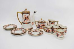 Noritake mid 20th century tea set with Imari type design comprising six coffee cans and saucers,