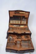 George Butler & Co Sheffield, a good quality mahogany cutlery canteen containing silver plated and