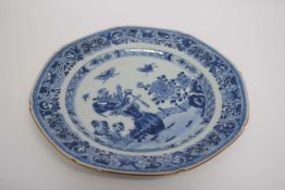 18th century Chinese porcelain shaped plate, the centre decorated with precious objects in