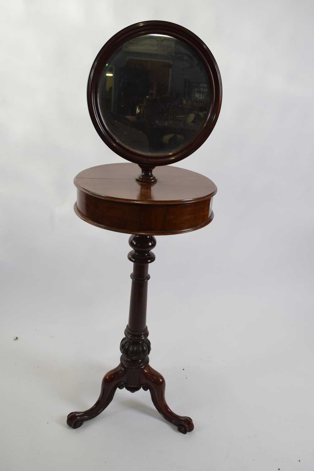 Victorian mahogany shaving stand, the circular mirror over a circular centre section with two spring - Image 2 of 3