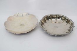 Liberty silver metal scalloped dish, the centre marked 'Champion 1958' with Liberty marks to base,