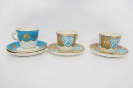 Group of late 19th century English porcelain cups and saucers (3)