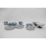 Group of Chinese and European porcelains including small dish with dragon chasing the flaming pearl,