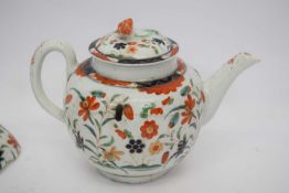 Group of 18th century English porcelains including a Worcester tea pot in the Kempthorne pattern (
