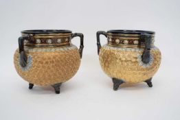 Pair of Royal Doulton Slaters Patent cauldron vases