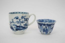 18th century Worcester porcelain cup with a house and rock design, together with a Chinese porcelain