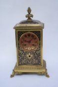 Hall & Co, Paris, early 20th century brass and black lacquered cased mantel clock, the architectural