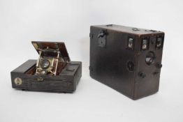 Late 19th century camera with Rauber and Wallensak shutter together with a dropping plate camera