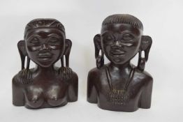 Pair of carved heads, early 20th century, probably Dayak (Borneo/Sarawak)