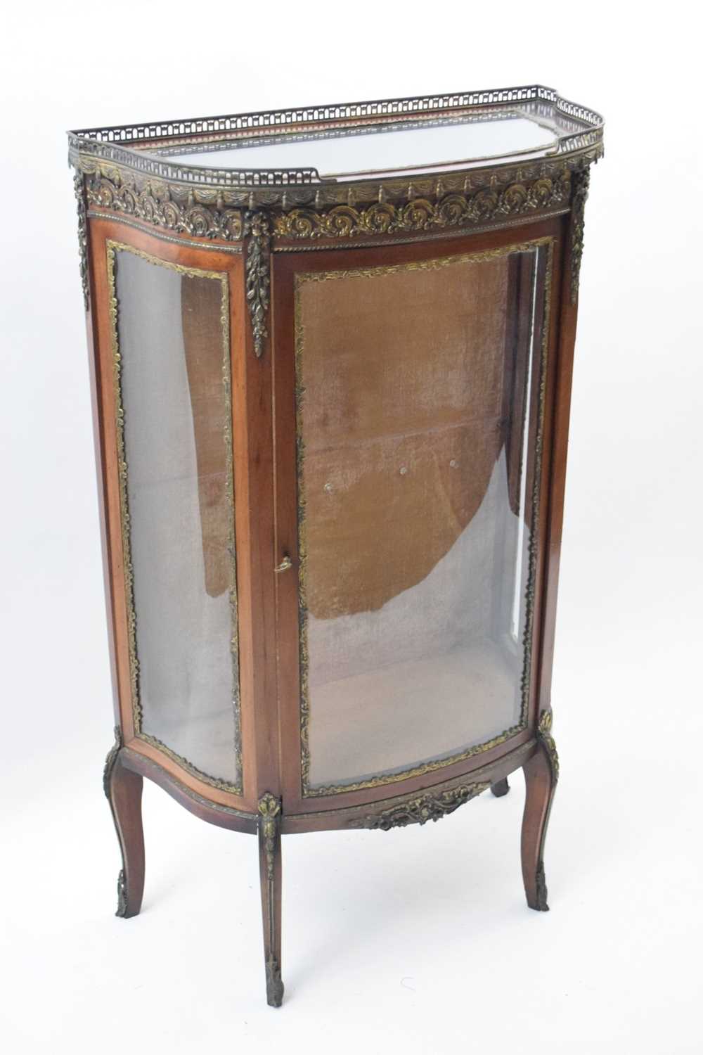 French late 19th or early 20th century bow front china display cabinet or small vitrine, the top - Image 2 of 4
