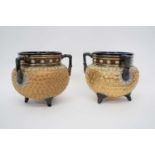 Pair of Royal Doulton Slaters Patent cauldron vases