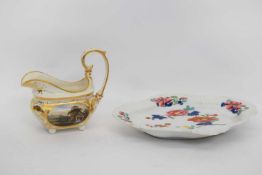 Shaped Chamberlins Worcester dish with floral design and Chamberlins New Bond St factory mark to