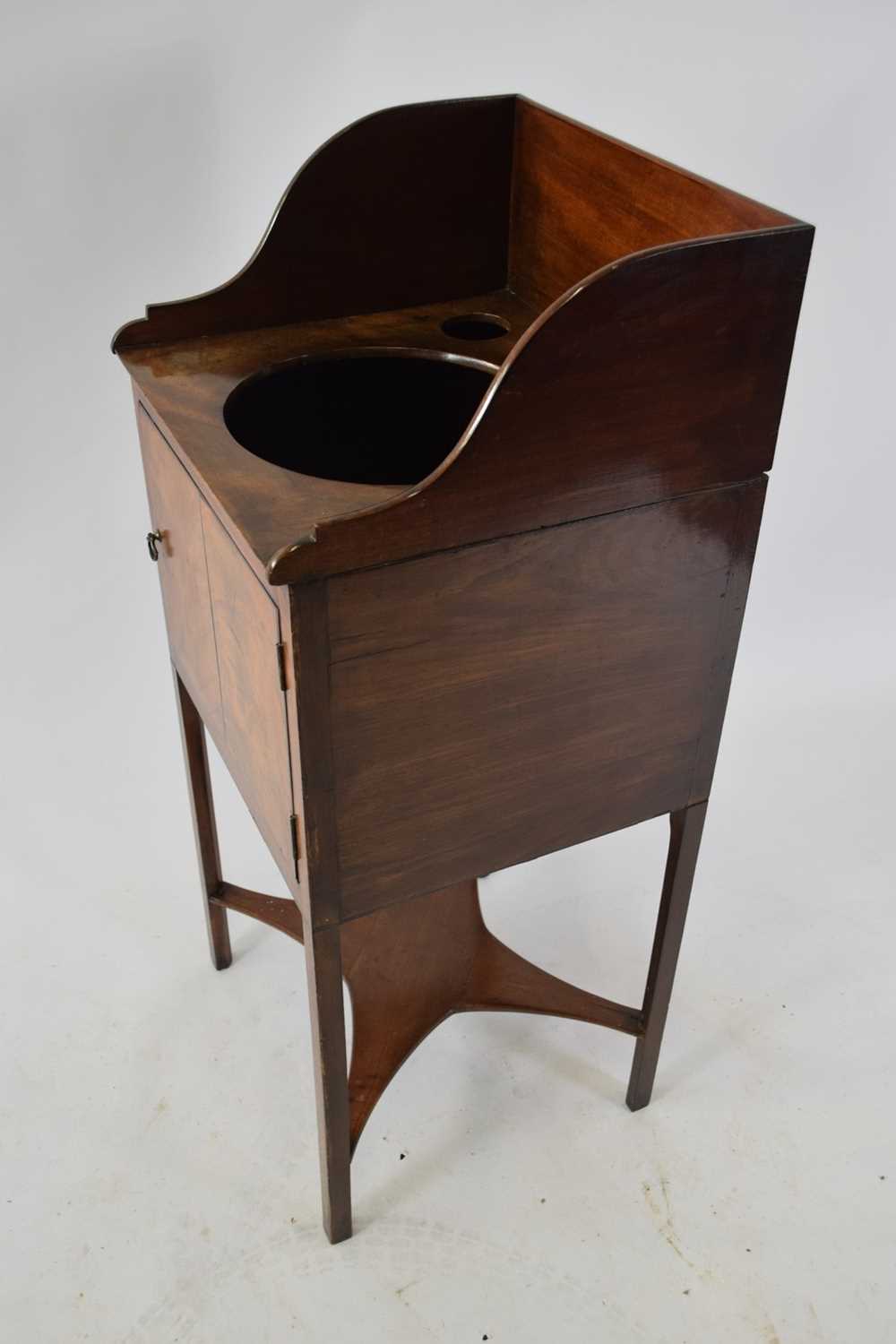 19th century mahogany wash stand of square form with galleried back, three apertures and a single - Image 4 of 4