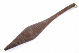 Tribal/ethnographica interest - a hardwood club of pointed form, textured handle and carved