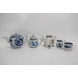 Group of 18th and 19th century Chinese porcelains including three tea pots, small sparrowbeak jug