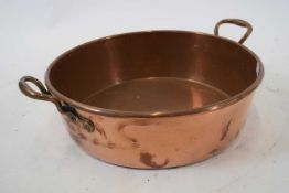 19th century circular copper double handled pan, 42cm diam