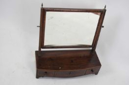 19th century mahogany framed dressing table mirror, rectangular mirror plate supported on a bow