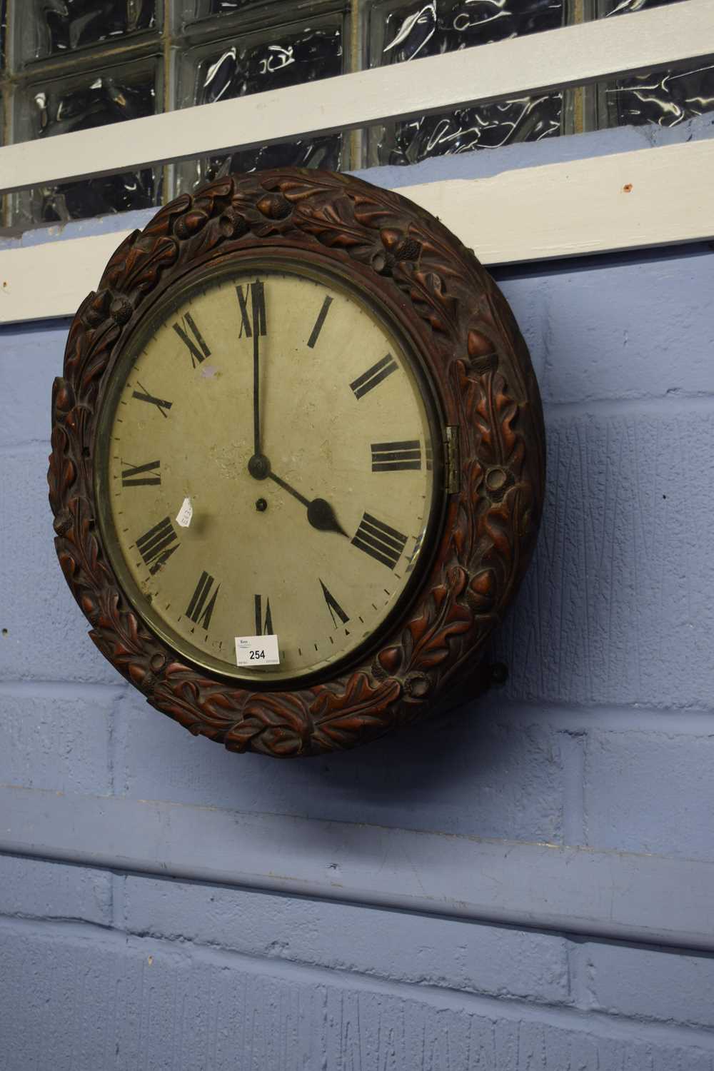 19th century wall clock with circular enamelled dial with Roman numerals to a single fusee - Image 2 of 2