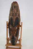 Tribal/ethnographica interest - Papua New Guinea elongated oval mask of anthropomorphic type face