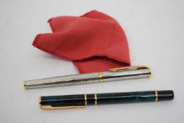 Bag containing two Waterman fountain pens, one with 18ct gold nib marked 'Paris' (2)