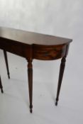 Reproduction mahogany hall table with single frieze drawer raised on circular fluted legs