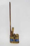 Brass opium pipe with inlaid enamel decoration