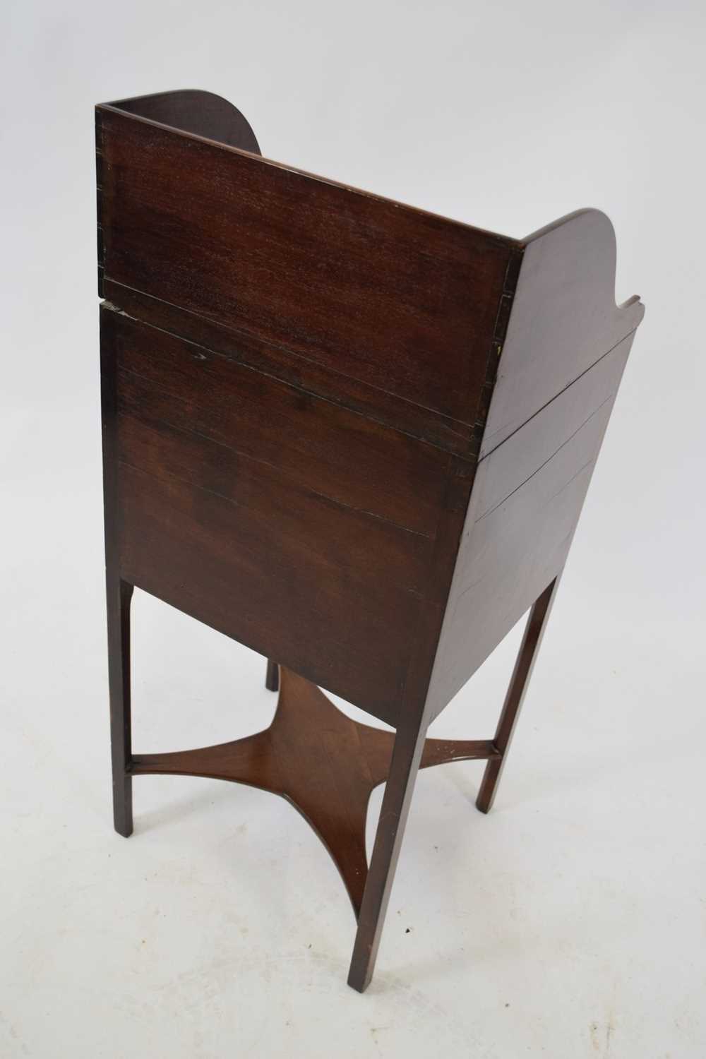 19th century mahogany wash stand of square form with galleried back, three apertures and a single - Image 3 of 4