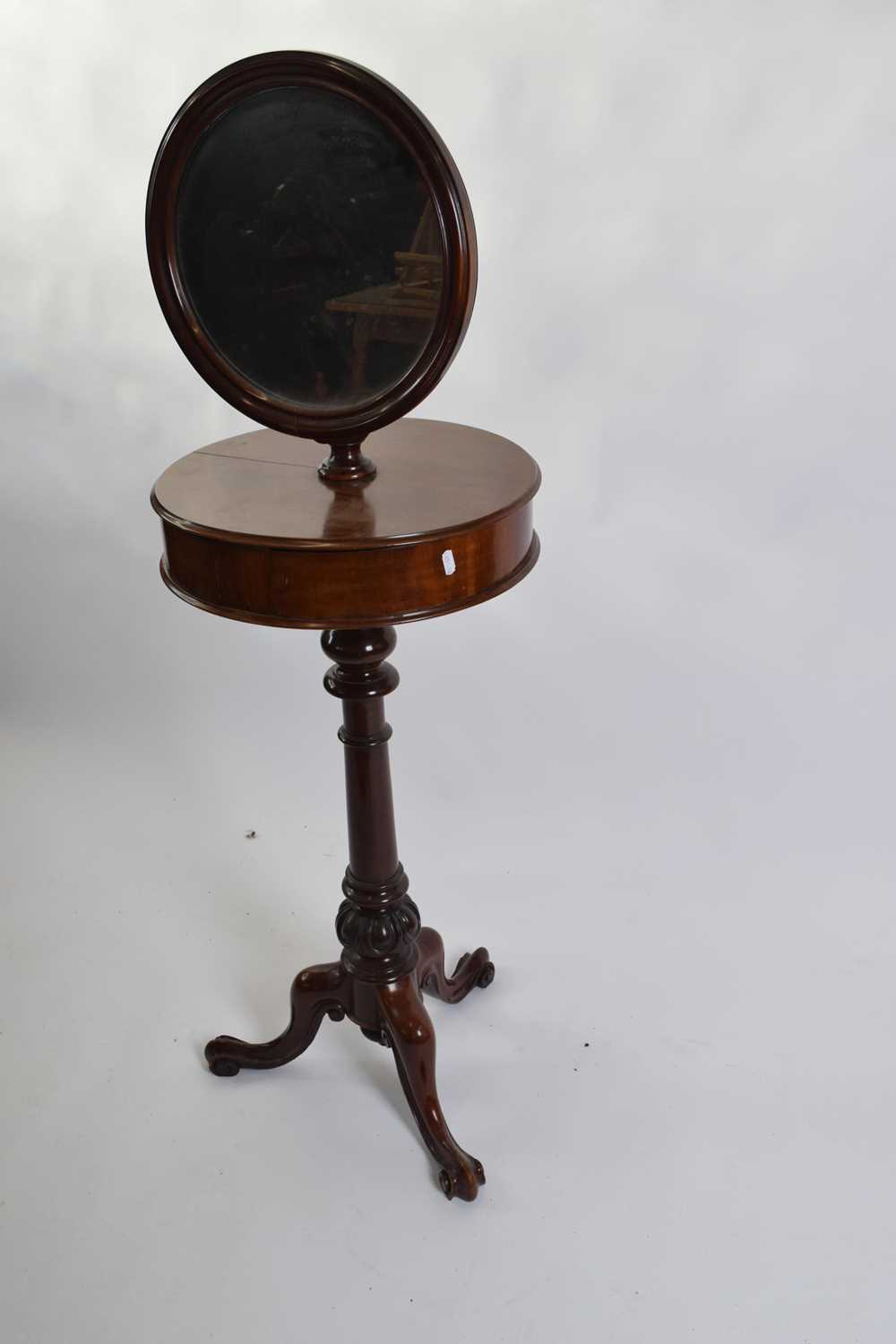 Victorian mahogany shaving stand, the circular mirror over a circular centre section with two spring - Image 3 of 3
