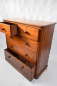 Victorian mahogany chest of two short over three longs drawers with turned knob handles