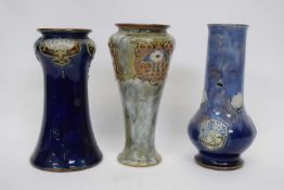 Group of three Royal Doulton vases with Art Nouveau designs with tube lined finish (3)