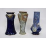 Group of three Royal Doulton vases with Art Nouveau designs with tube lined finish (3)