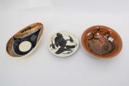 Group of three small pottery dishes, all with Aboriginal type designs by Martin Boyd (3)